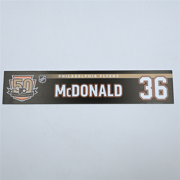 Colin McDonald - Philadelphia Flyers - 50th Anniversary Locker Room Nameplate - 2016-17 NHL Season