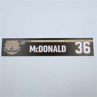 Colin McDonald - Philadelphia Flyers - 50th Anniversary Locker Room Nameplate - 2016-17 NHL Season