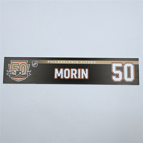 Samuel Morin - Philadelphia Flyers - 50th Anniversary Locker Room Nameplate - 2016-17 NHL Season