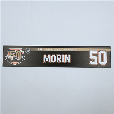 Samuel Morin - Philadelphia Flyers - 50th Anniversary Locker Room Nameplate - 2016-17 NHL Season