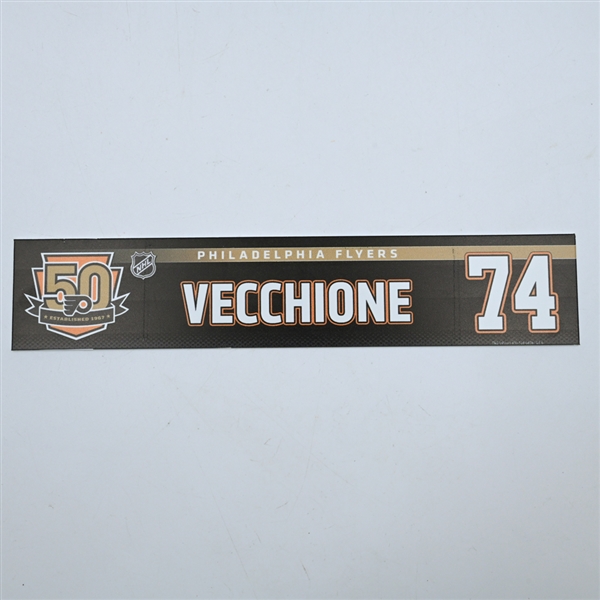 Mike Vecchione - Philadelphia Flyers - 50th Anniversary Locker Room Nameplate - 2016-17 NHL Season