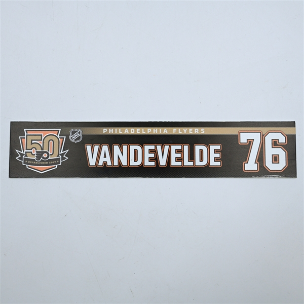 Chris VandeVelde - Philadelphia Flyers - 50th Anniversary Locker Room Nameplate - 2016-17 NHL Season