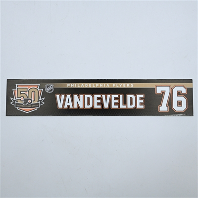 Chris VandeVelde - Philadelphia Flyers - 50th Anniversary Locker Room Nameplate - 2016-17 NHL Season