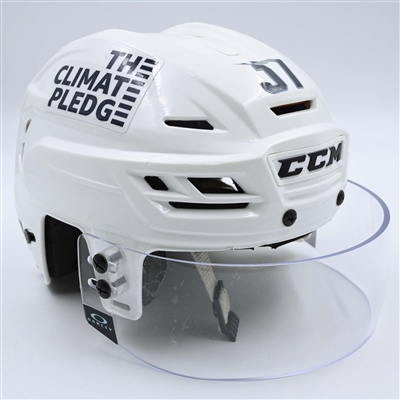 Yanni Gourde - Game-Worn White, CCM Helmet w/ Oakley Shield - PHOTO-MATCHED  - 2022-23 & 2023-24 NHL Seasons