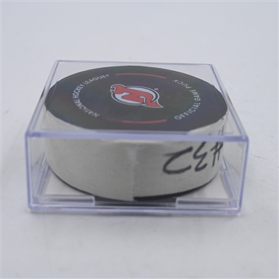 Kyle MacLean - New York Islanders - Goal Puck - April 15, 2024 vs. New Jersey Devils (Devils Logo)