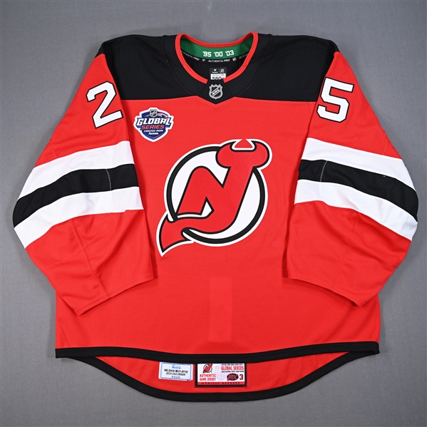 Jacob Markstrom - Red Jersey - 2024 Global Series - Worn Oct. 5, 2024 - Back-Up Only