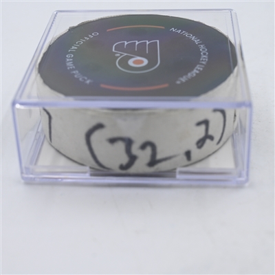 Matt Martin - New York Islanders - Goal Puck - April 1, 2024 vs. Philadelphia Flyers (Flyers Logo)