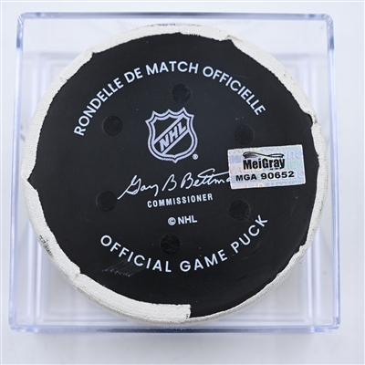 Connor McDavid - Edmonton Oilers - Goal Puck - October 17, 2024 vs. Nashville Predators (Predators Logo)