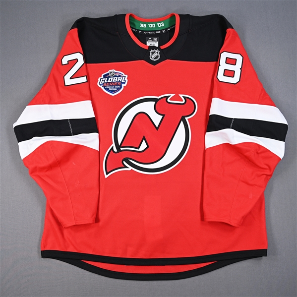 Timo Meier - Red Jersey - 2024 Global Series - Worn Oct. 5, 2024