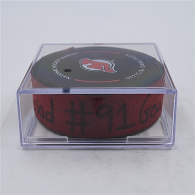 Dawson Mercer - New Jersey Devils - Goal Puck - April 9, 2024 vs. Toronto Maple Leafs (Devils Logo)