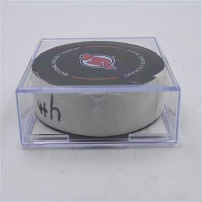 Brock Nelson - New York Islanders - Goal Puck - April 15, 2024 vs. New Jersey Devils (Devils Logo)