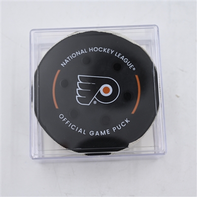 Brock Nelson - New York Islanders - Goal Puck - April 1, 2024 vs. Philadelphia Flyers (Flyers Logo)