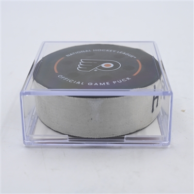 Brock Nelson - New York Islanders - Goal Puck - April 1, 2024 vs. Philadelphia Flyers (Flyers Logo)