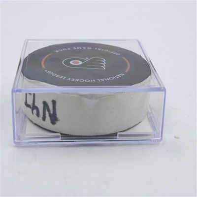 Brock Nelson - New York Islanders - Goal Puck - April 1, 2024 vs. Philadelphia Flyers (Flyers Logo)