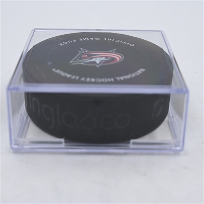 Alex Nylander - Columbus Blue Jackets - Goal Puck - April 1, 2024 vs. Colorado Avalanche (Blue Jackets Logo)