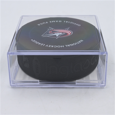 Alex Nylander - Columbus Blue Jackets - Goal Puck - April 1, 2024 vs. Colorado Avalanche (Blue Jackets Logo)