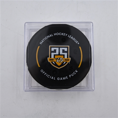 Ryan O'Reilly - Nashville Predators - Goal Puck - April 9, 2024 vs. Winnipeg Jets (Predators' 25th Anniversary Logo)