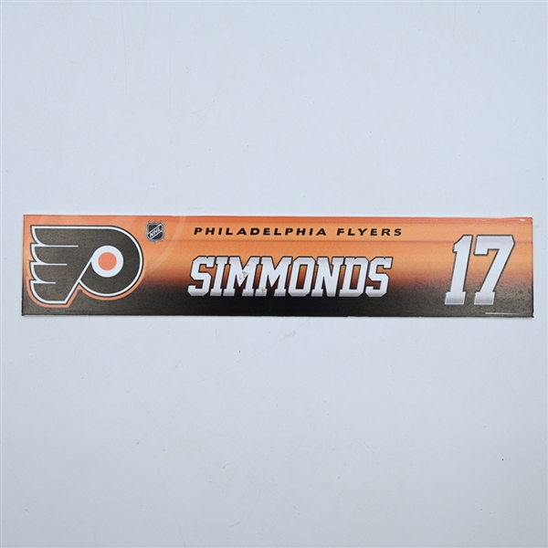 Wayne Simmonds - Philadelphia Flyers - Locker Room Nameplate - 2017-18 NHL Season