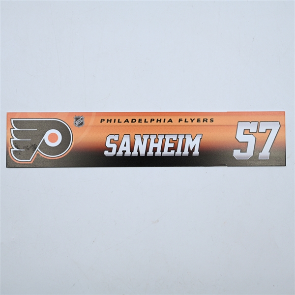 Travis Sanheim - Philadelphia Flyers - Game-Issued Locker Room Nameplate - 2017-18 NHL Season