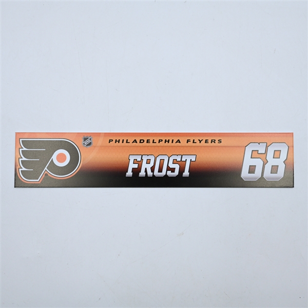 Morgan Frost - Philadelphia Flyers - Game-Issued Locker Room Nameplate - 2017-18 NHL Season