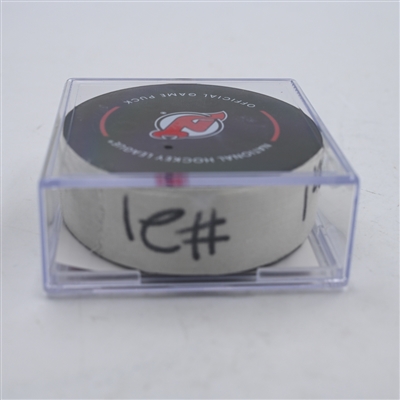 Kyle Palmieri - New York Islanders - Goal Puck - April 15, 2024 vs. New Jersey Devils (Devils Logo)