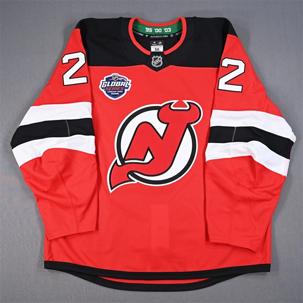 Brett Pesce - Game-Issued Red Jersey - 2024 Global Series