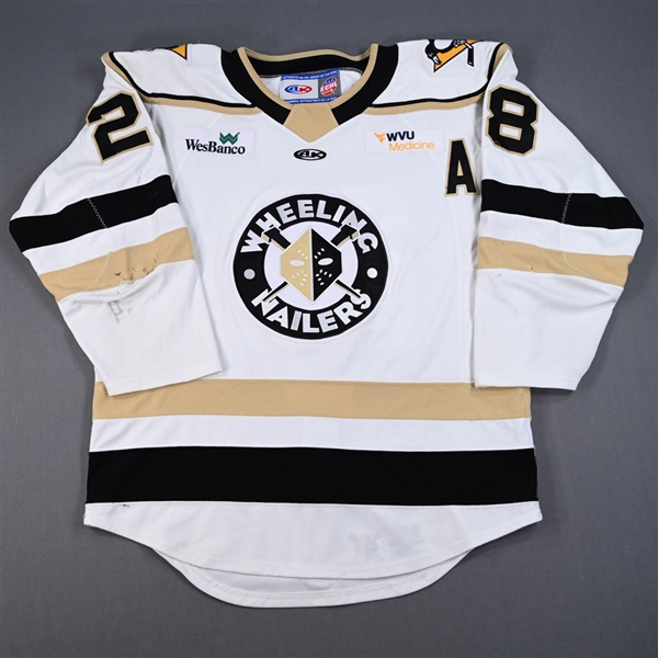 Louie Roehl - Wheeling Nailers - Game-Worn White Autographed Jersey w/A