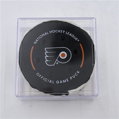 Travis Sanheim - Philadelphia Flyers - Goal Puck - April 1, 2024 vs. New York Islanders (Flyers Logo)