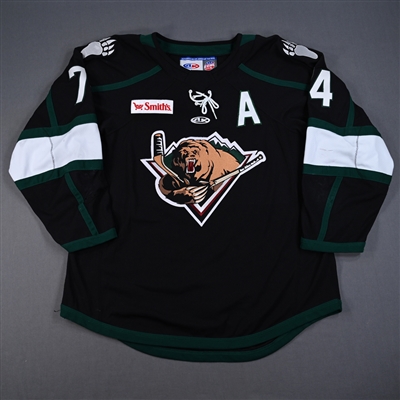 Keoni Texeira - Utah Grizzlies - Game-Worn Black Autographed Jersey w/A