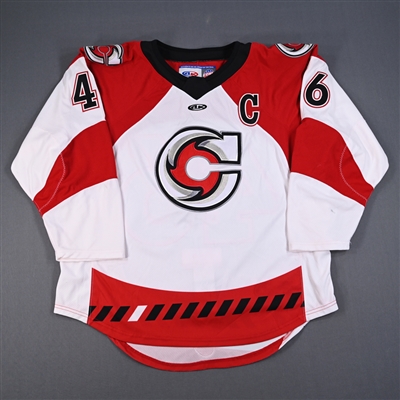 Justin Vaive - Cincinnati Cyclones - Game-Worn White Jersey w/C 