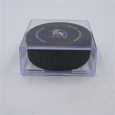 Zach Werenski - Columbus Blue Jackets - Goal Puck - April 6, 2024 vs. Philadelphia Flyers (Blue Jackets Logo)