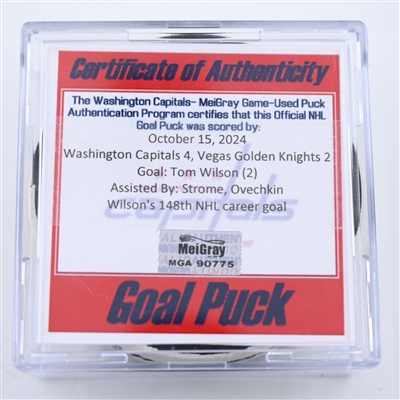 Tom Wilson - Washington Capitals - Goal Puck - October 15, 2024 vs. Vegas Golden Knights (Capitals' 50th Anniversary Logo)