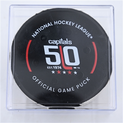 Tom Wilson - Washington Capitals - Goal Puck - October 15, 2024 vs. Vegas Golden Knights (Capitals' 50th Anniversary Logo)