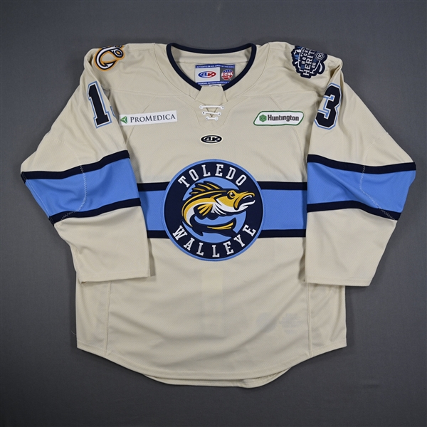 NNOB (No Name On Back) - Toledo Walleye - Game-Issued Cream Jersey - 2025 Warrior/ECHL Hockey Heritage Classic - January 18, 2025