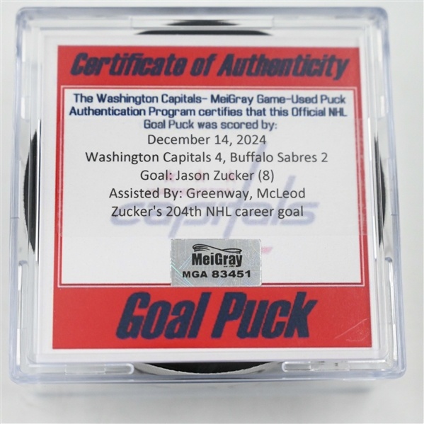 Jason Zucker - Buffalo Sabres - December 14, 2024 vs. Washington Capitals (Capitals 50th Anniversary Logo)