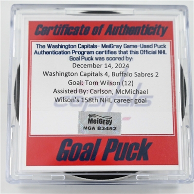 Tom Wilson - Washington Capitals - December 14, 2024 vs. Buffalo Sabres (Capitals' 50th Anniversary Logo)