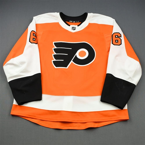 Travis Sanheim - Philadelphia Flyers - Game-Worn Orange Set 3 Jersey - 2018-19 NHL Season