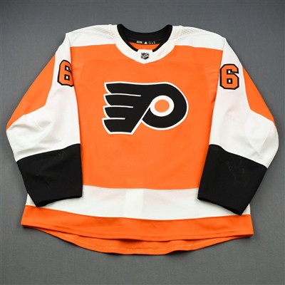 Travis Sanheim - Philadelphia Flyers - Game-Worn Orange Set 3 Jersey - 2018-19 NHL Season