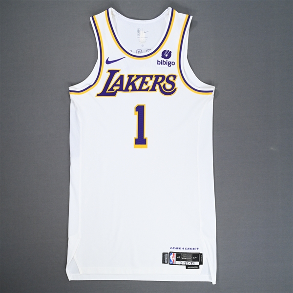 DAngelo Russell - Los Angeles Lakers - Association Edition Jersey - Worn 5 Games - 1/7/24, 1/21/24, 1/27/24, 2/3/24 & 2/25/24 - 2023-24 NBA Season