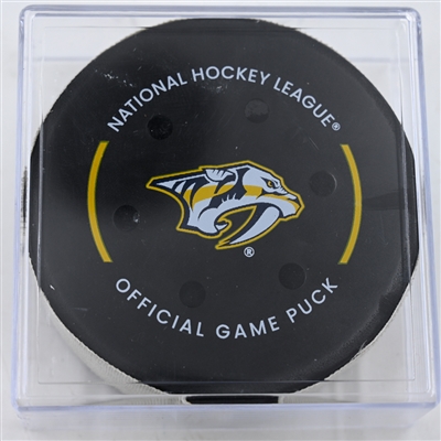 Zachary L'Heureux - Nashville Predators - Goal Puck - December 21, 2024 vs. Los Angeles Kings (Predators Logo)