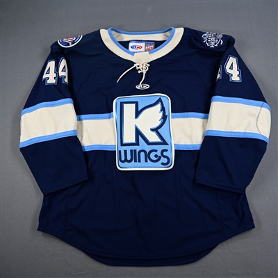 NNOB (No Name On Back) - Kalamazoo Wings - Game-Issued Navy Jersey - 2025 Warrior/ECHL Hockey Heritage Classic - January 18, 2025 - 2nd Period, 3rd Period & Overtime