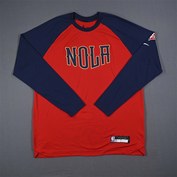 Naji Marshall - New Orleans Pelicans - Game-Issued City Edition Long-Sleeved Shooting Shirt - 2021-22 NBA Season