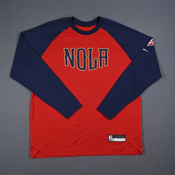 CJ McCollum - New Orleans Pelicans - Game-Issued City Edition Long-Sleeved Shooting Shirt - 2021-22 NBA Season