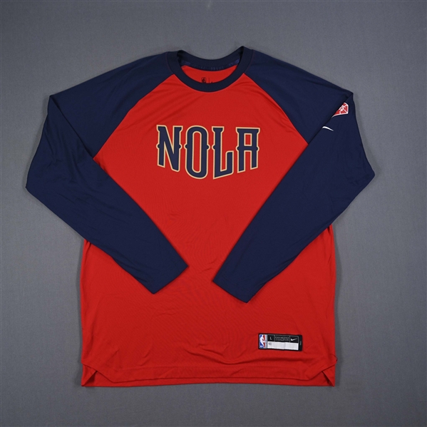 Garrett Temple - New Orleans Pelicans - Game-Issued City Edition Long-Sleeved Shooting Shirt - 2021-22 NBA Season