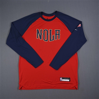 Garrett Temple - New Orleans Pelicans - Game-Issued City Edition Long-Sleeved Shooting Shirt - 2021-22 NBA Season