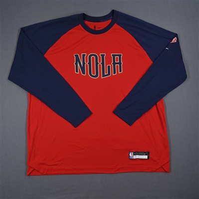 Jonas Valanciunas - New Orleans Pelicans - Game-Issued City Edition Long-Sleeved Shooting Shirt - 2021-22 NBA Season