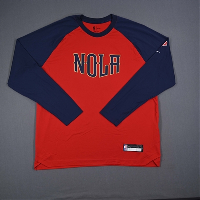 Zion Williamson - New Orleans Pelicans - Game-Issued City Edition Long-Sleeved Shooting Shirt - 2021-22 NBA Season