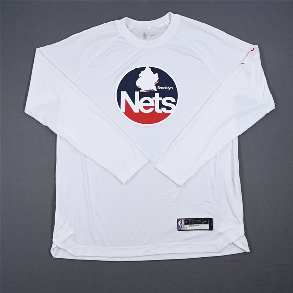  Kessler Edwards - Brooklyn Nets - Game-Issued City Edition Long Sleeved Shooting Shirt - 2021-22 NBA Season