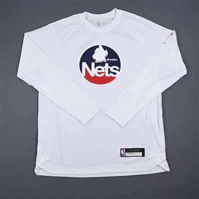  Kessler Edwards - Brooklyn Nets - Game-Issued City Edition Long Sleeved Shooting Shirt - 2021-22 NBA Season