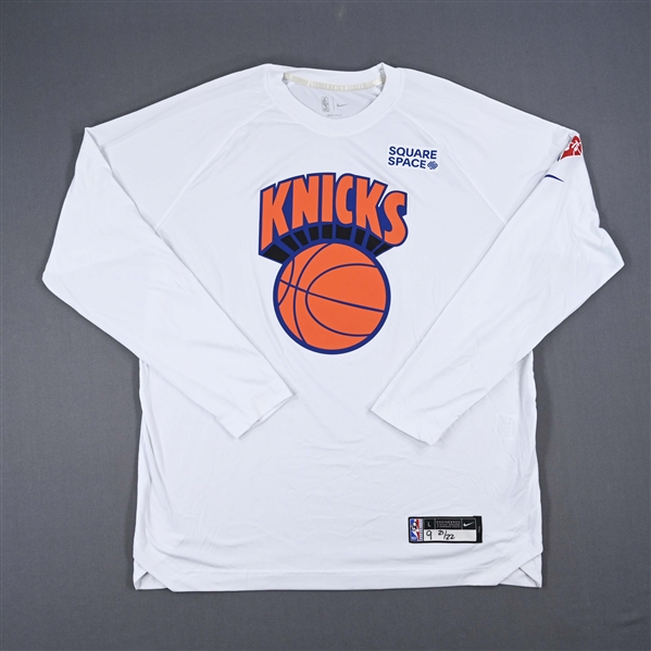 RJ Barrett - New York Knicks - Game-Issued City Edition Long Sleeved Shooting Shirt - 2021-22 NBA Season